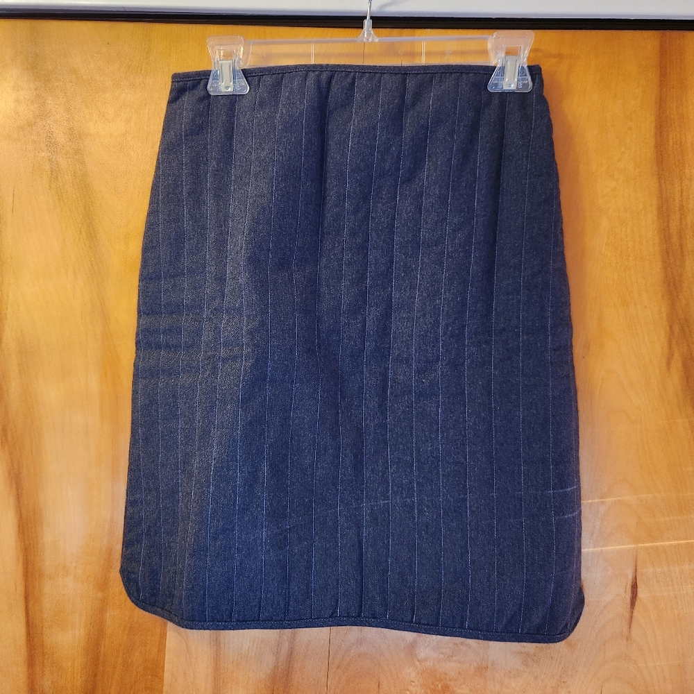Petite Lucette Women's Aline Quilted Zipped Skirt, Navy, Size S,$162 NWT